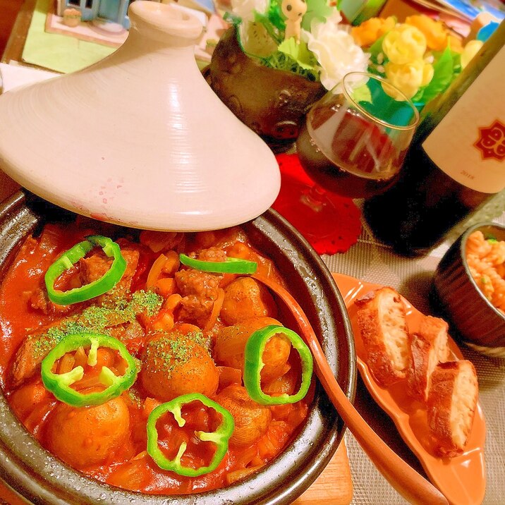 牛肉とひよこ豆のトマトタジン